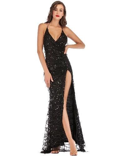 Luxury Sequin Floor Length Evening Cocktail Dress - SHExFAB