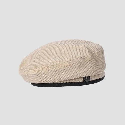 M Letter Charm Corduroy Beret Hat - SHExFAB