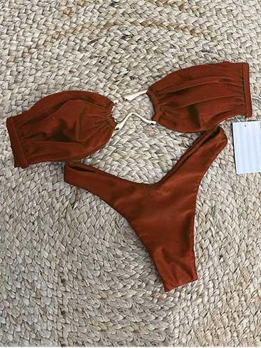 Middle Ring Bandeau Two Piece Bikini Set - SHExFAB