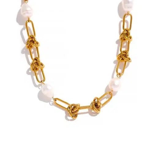 Natural Pearl Knot Chain Necklace - SHExFAB