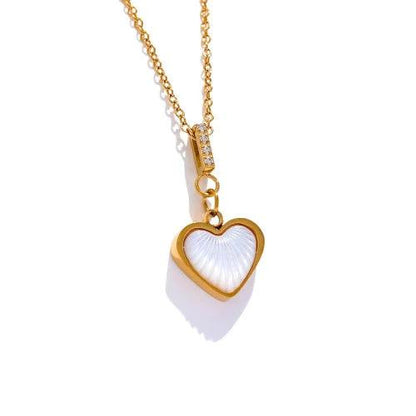 Natural Shell Heart Charm Necklace - SHExFAB