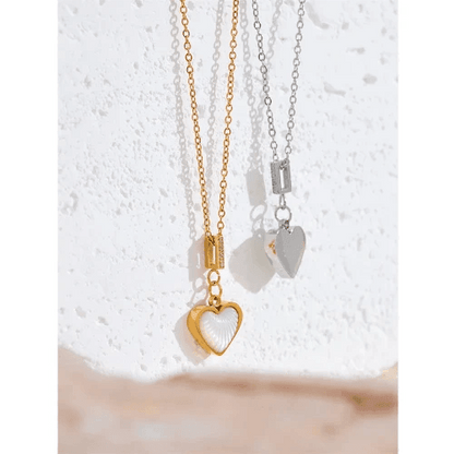 Natural Shell Heart Charm Necklace - SHExFAB