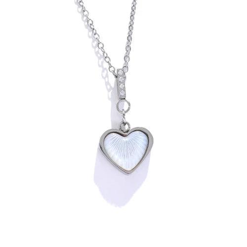 Natural Shell Heart Charm Necklace - SHExFAB