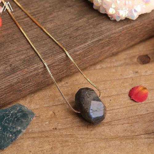 Natural Stone Pendant Chain Necklace - SHExFAB