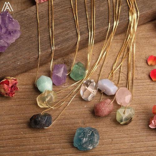 Natural Stone Pendant Chain Necklace - SHExFAB