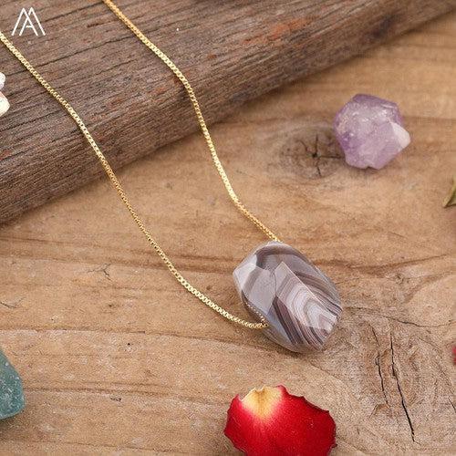 Natural Stone Pendant Chain Necklace - SHExFAB