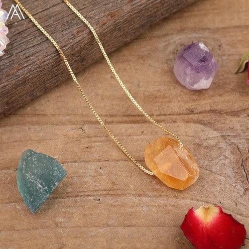 Natural Stone Pendant Chain Necklace - SHExFAB