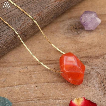 Natural Stone Pendant Chain Necklace - SHExFAB