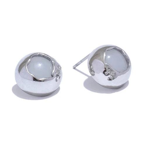 Natural Stone Round Stud Fashion Earrings - SHExFAB