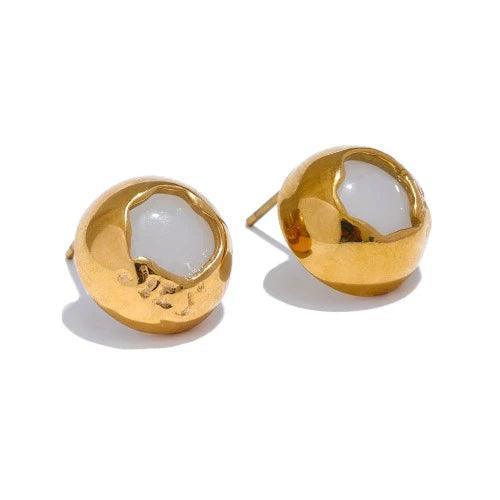 Natural Stone Round Stud Fashion Earrings - SHExFAB