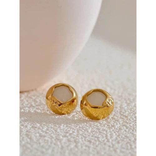 Natural Stone Round Stud Fashion Earrings - SHExFAB