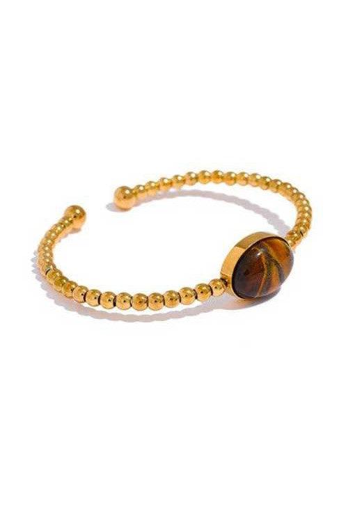 Natural Tiger Stone Cuff Bracelet Bangle - SHExFAB