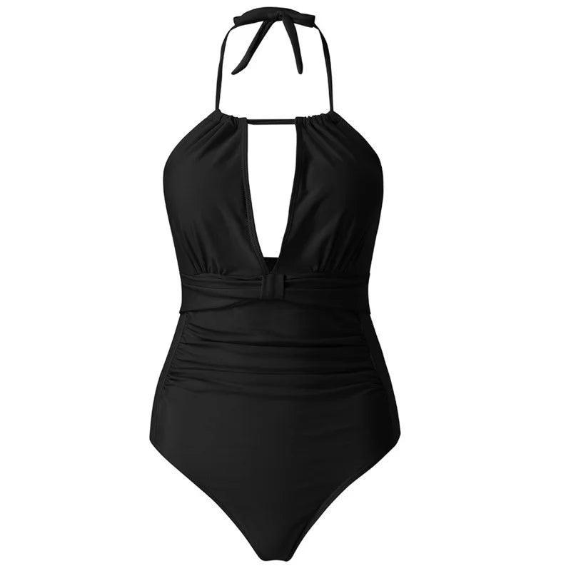 O - Neck Cut Out Ruched One - Piece Swimsuit - SHExFAB