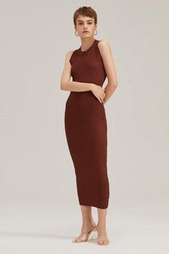 O - Neck Long Knitted Dress - SHExFAB