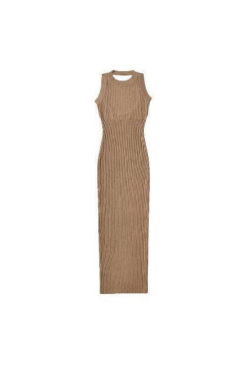 O - Neck Long Knitted Dress - SHExFAB