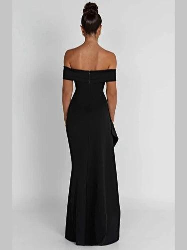 Off Shoulder Slit Maxi Formal Evening Dress - SHExFAB