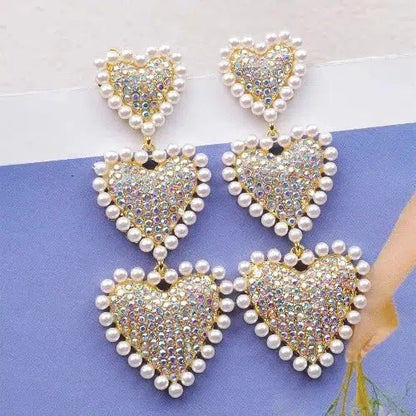 Pearl Love Heart Drop Earrings - SHExFAB