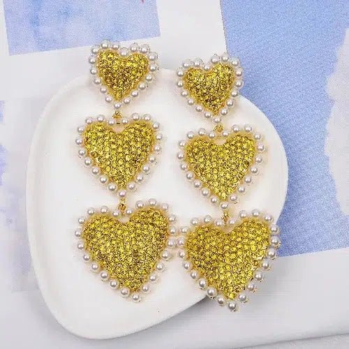 Pearl Love Heart Drop Earrings - SHExFAB