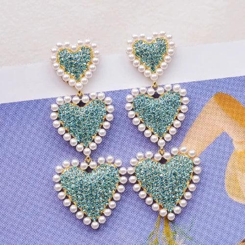 Pearl Love Heart Drop Earrings - SHExFAB