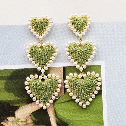 Pearl Love Heart Drop Earrings - SHExFAB