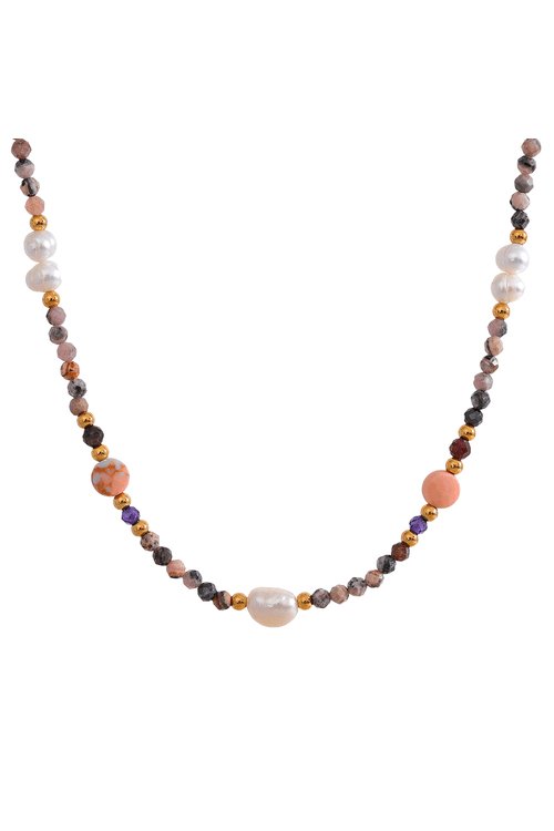 Pearl Stone Bead Necklace - SHExFAB