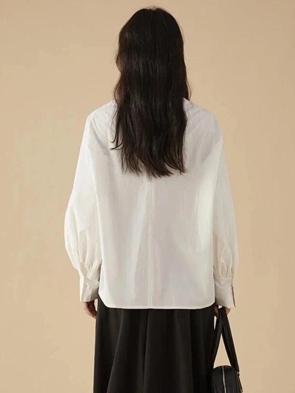 Puff Sleeve Irregular Length Drawstring Top Blouse - SHExFAB