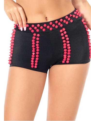 Punk Neon Spike Stretch Bodycon Shorts - SHExFAB