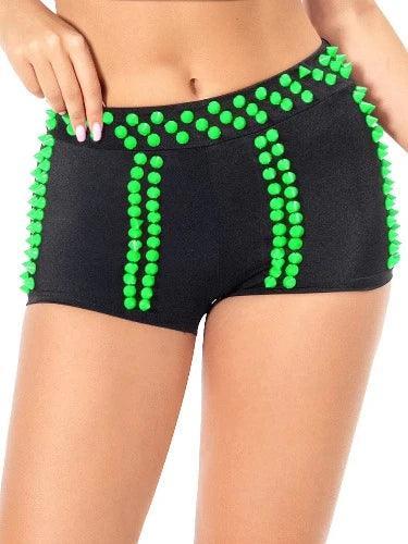 Punk Neon Spike Stretch Bodycon Shorts - SHExFAB