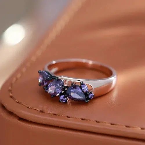 Purple Cubic Zirconia Fashion Ring - SHExFAB