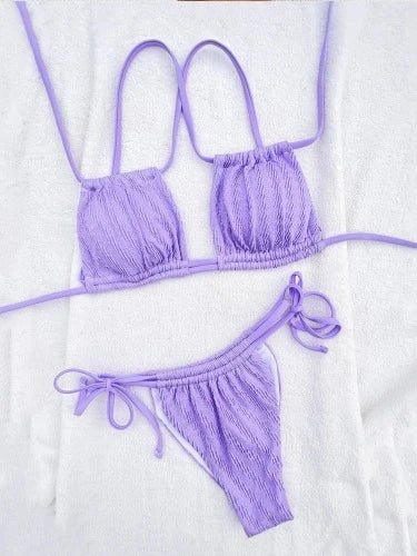 Purple Two Piece Bathing Suits Triangle Bikini - SHExFAB