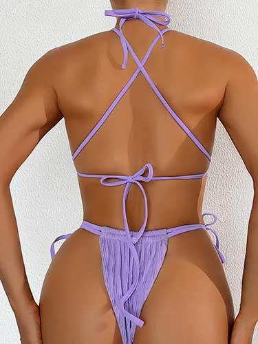 Purple Two Piece Bathing Suits Triangle Bikini - SHExFAB