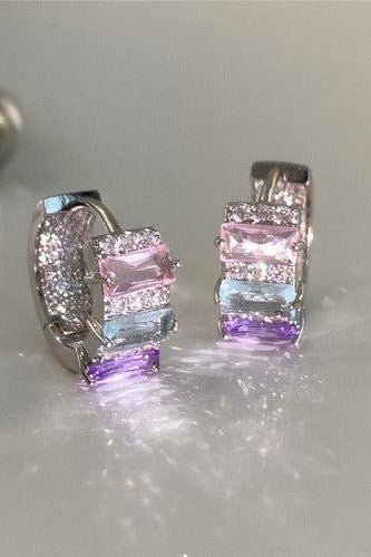 Purple Zirconia Hoop Earrings - SHExFAB