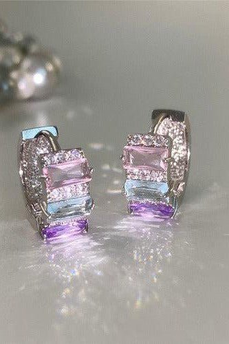 Purple Zirconia Hoop Earrings - SHExFAB