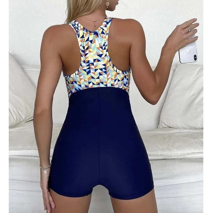 Racerback Zipper One Piece Rash guard Shorts - SHExFAB