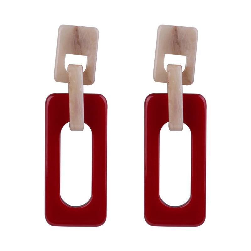 Resin Rectangle Dangle Fashion Earrings - SHExFAB