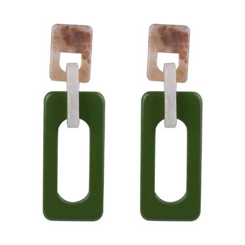 Resin Rectangle Dangle Fashion Earrings - SHExFAB