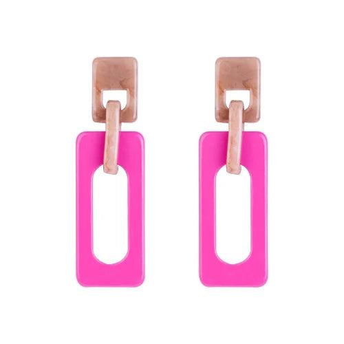 Resin Rectangle Dangle Fashion Earrings - SHExFAB