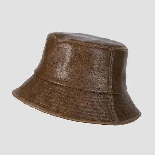 Retro Faux Leather Bucket Hat - SHExFAB