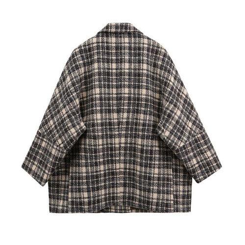 Retro Plaid Single Breasted Blazer - SHExFAB