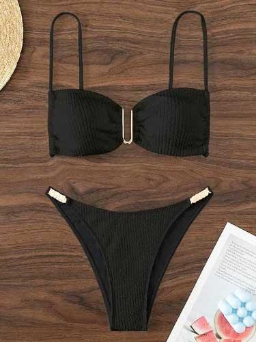 Retro Style U - Bar Two Piece Bikini Swimsuit Set - SHExFAB