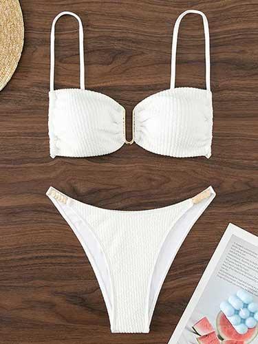 Retro Style U - Bar Two Piece Bikini Swimsuit Set - SHExFAB