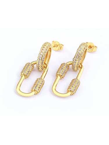 Rhinestone Dangle Hoop Fashion Earrings - SHExFAB