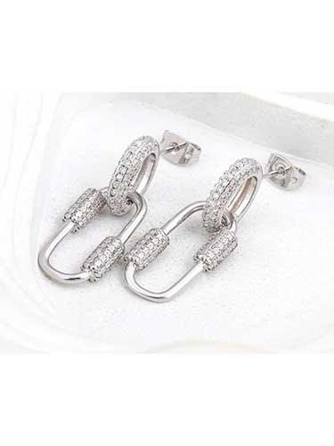 Rhinestone Dangle Hoop Fashion Earrings - SHExFAB