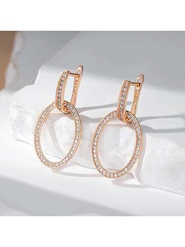 Round Crystal Zircon Drop Fashion Earrings - SHExFAB