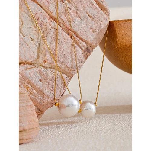 Round Imitation Pearl Pendant Necklace - SHExFAB