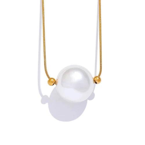 Round Imitation Pearl Pendant Necklace - SHExFAB