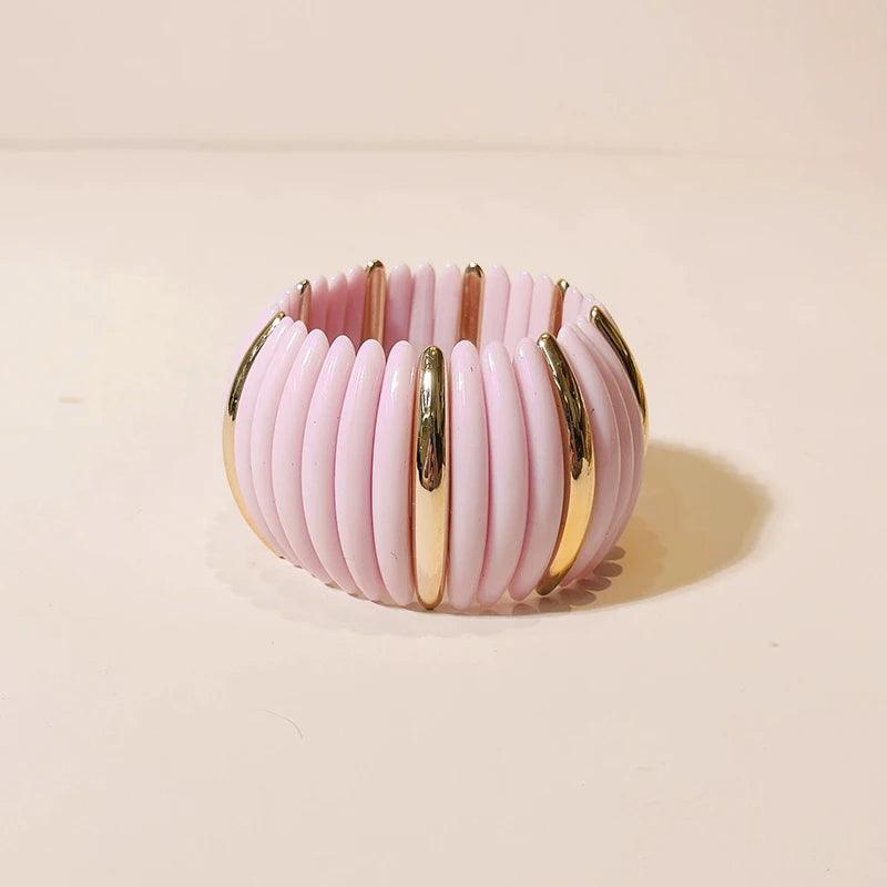 Round Link Wide Elastic Bangle Bracelet - SHExFAB