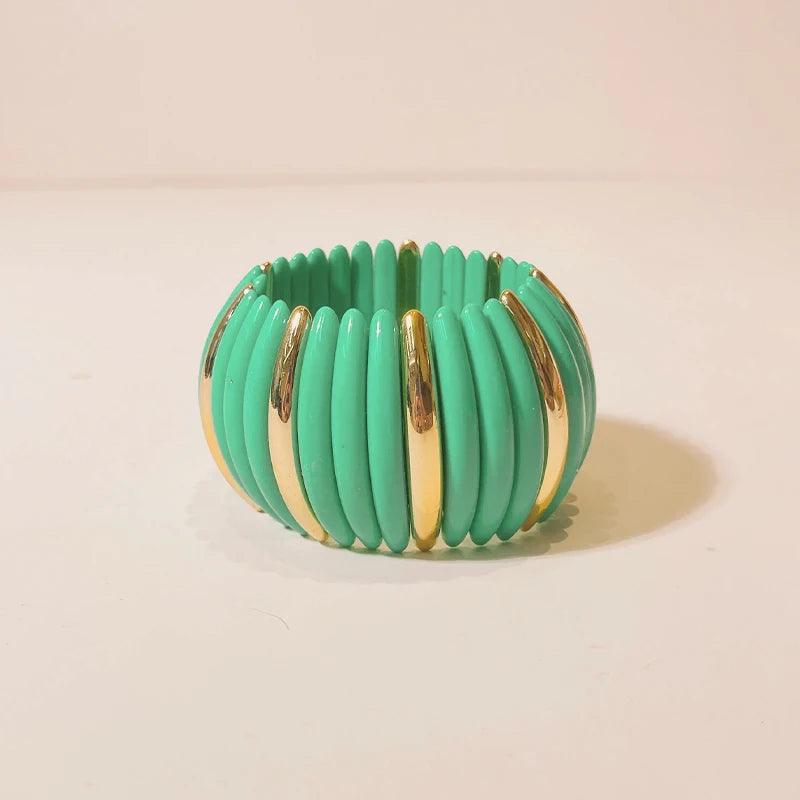 Round Link Wide Elastic Bangle Bracelet - SHExFAB