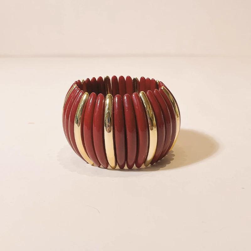 Round Link Wide Elastic Bangle Bracelet - SHExFAB