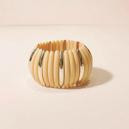 Round Link Wide Elastic Bangle Bracelet - SHExFAB